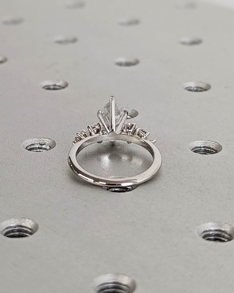Marquise Moissanite Ring Vintage Moissanite Engagement Ring White Gold Unique Snowdrift 6 Prong Engagement Ring Diamond Wedding Ring for Her