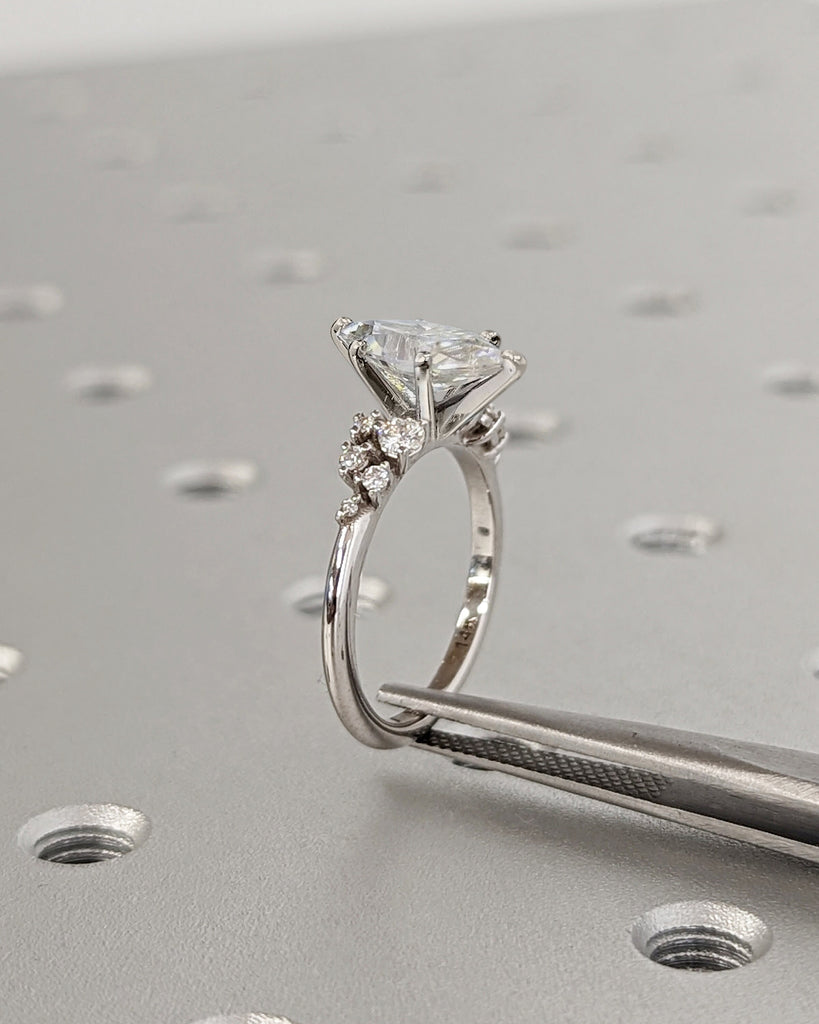 Marquise Lab Diamond Ring Vintage Diamond Engagement Ring White Gold Unique Snowdrift 6 Prong Engagement Ring Diamond Wedding Ring for Women