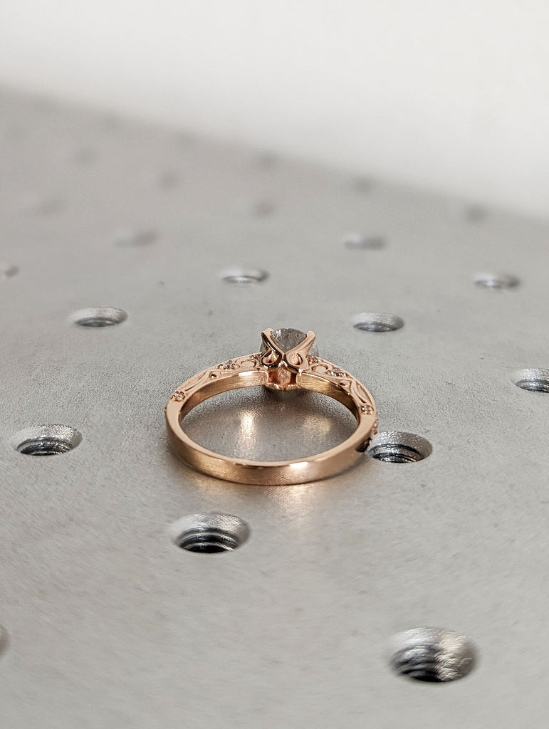 Antique Rose Gold Wedding Ring Hidden Diamond