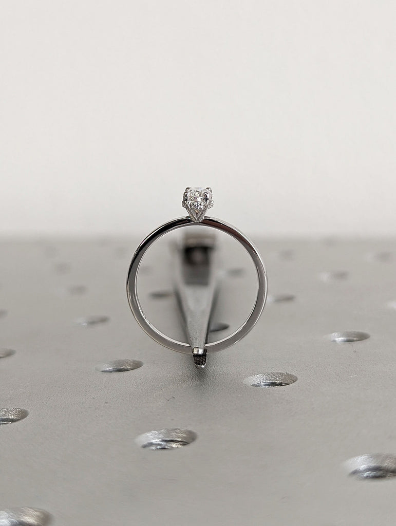 14K White Gold Moissanite Hidden Halo Ring