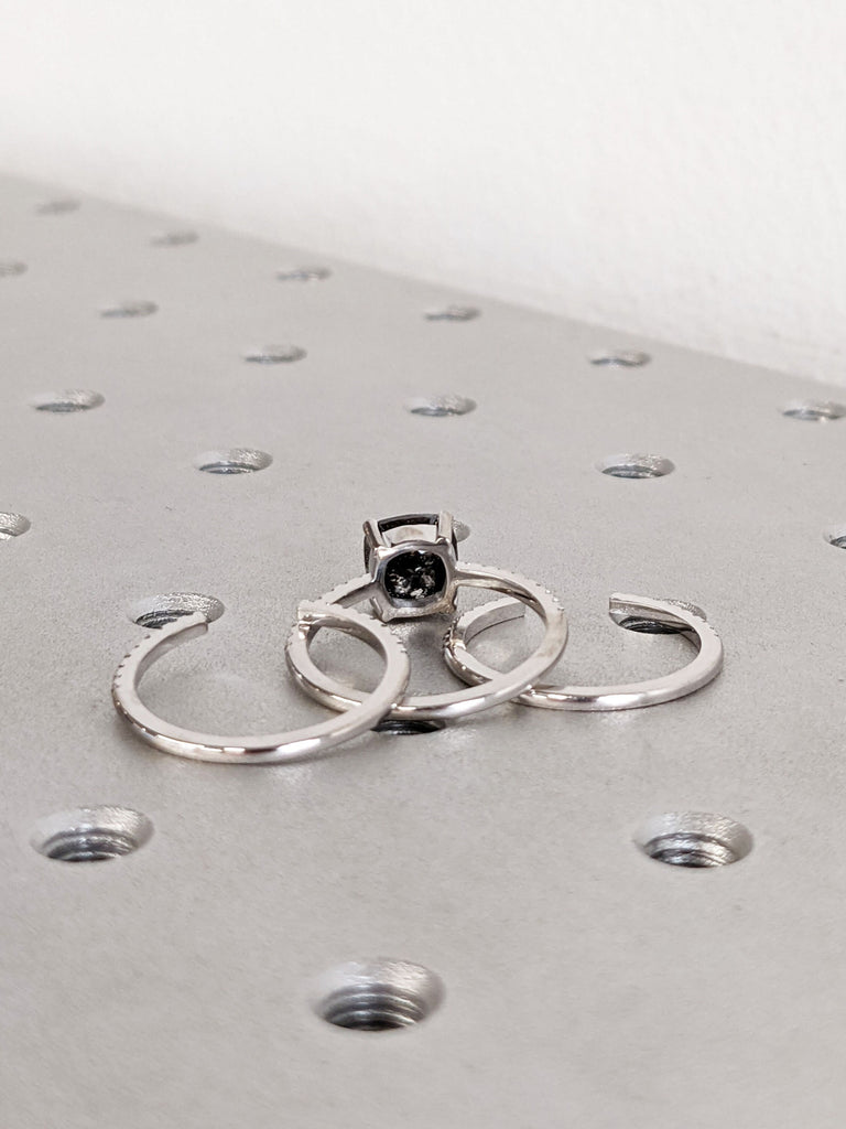 14K White Gold 3 Ring Engagement Set