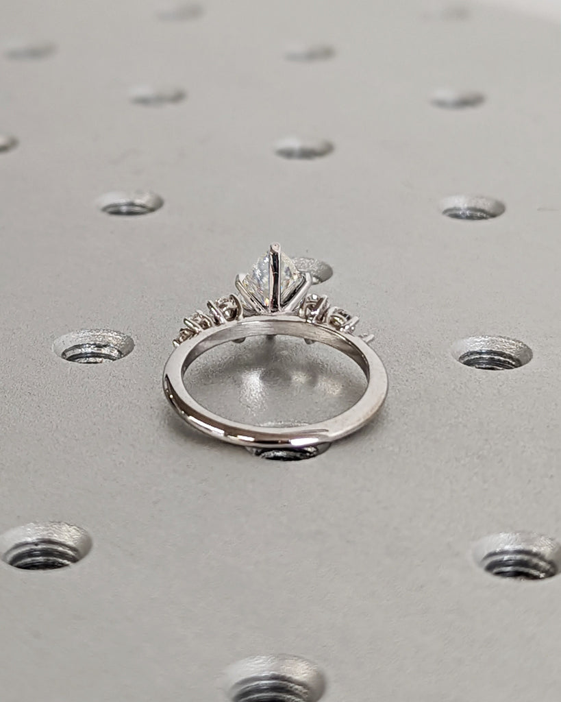 Pear Moissanite Ring Vintage Moissanite Engagement Ring White Gold Unique Snowdrift 6 Prong Engagement Ring Diamond Wedding Ring for Women
