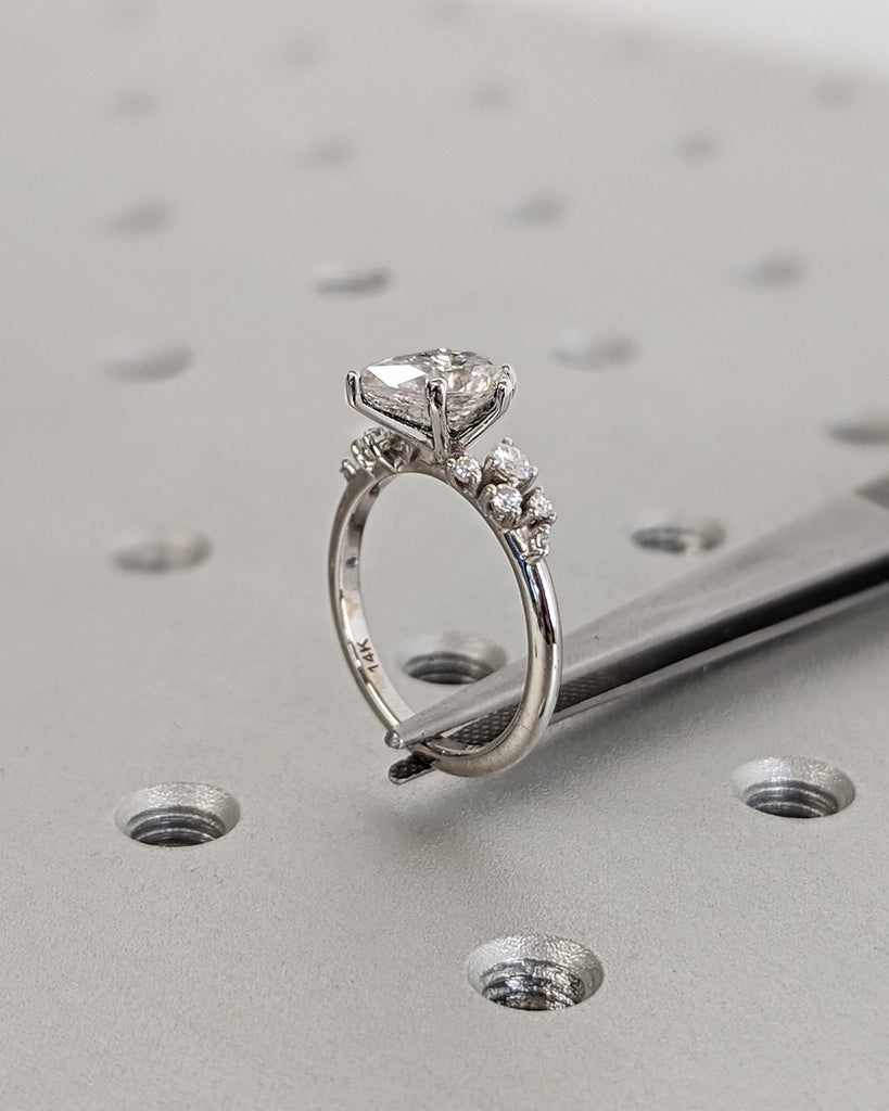Pear Moissanite Ring Vintage Moissanite Engagement Ring White Gold Unique Snowdrift 6 Prong Engagement Ring Diamond Wedding Ring for Women