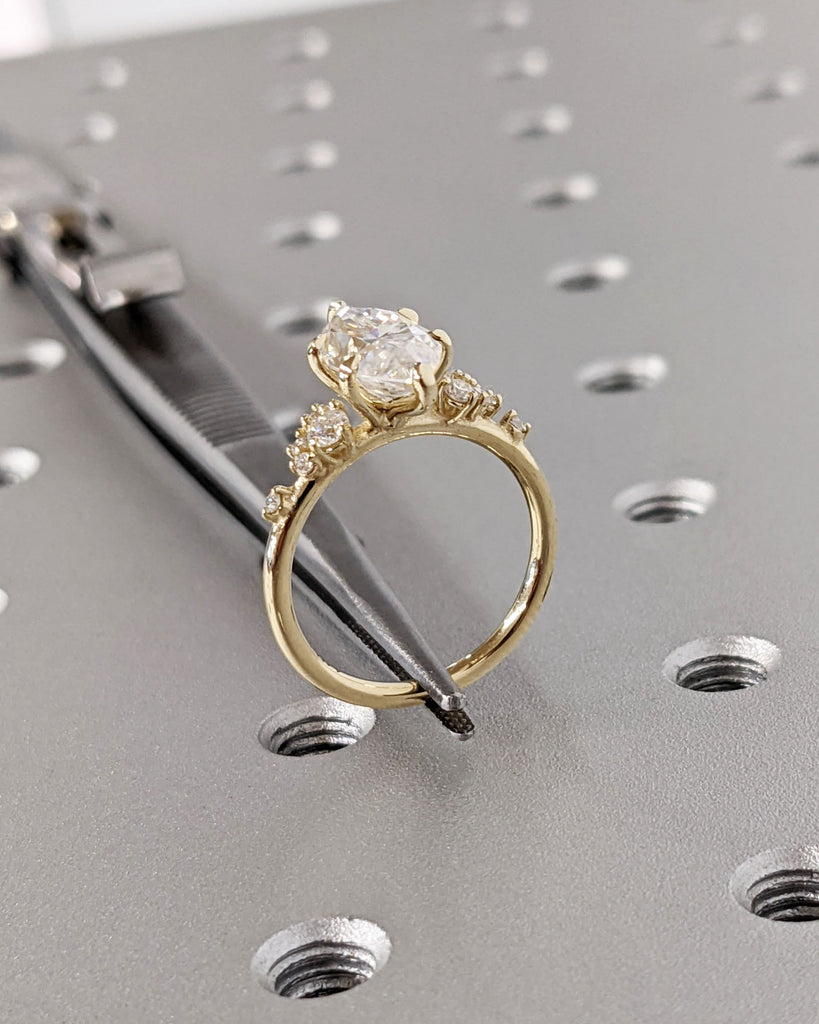 Marquise Cut Lab Diamond Ring Vintage Diamond Engagement Ring White Gold Unique Snowdrift 6 Prongs Engagement Ring Diamond Wedding Art Deco
