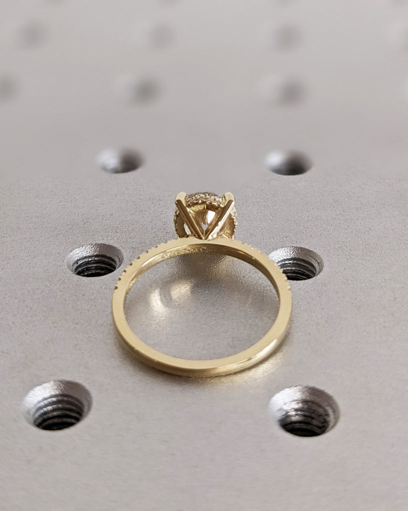 Vintage Round Lab Diamond Dainty Proposal Ring | 14K Yellow Gold Diamond Hidden Halo Wedding Anniversary Ring | Custom Gold Jewelry for Her