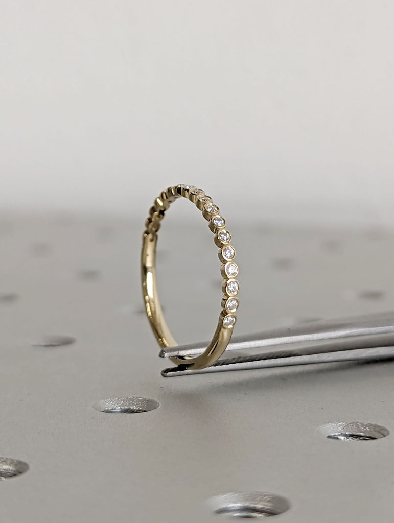 14K Yellow Gold Diamond Half Eternity Wedding Band