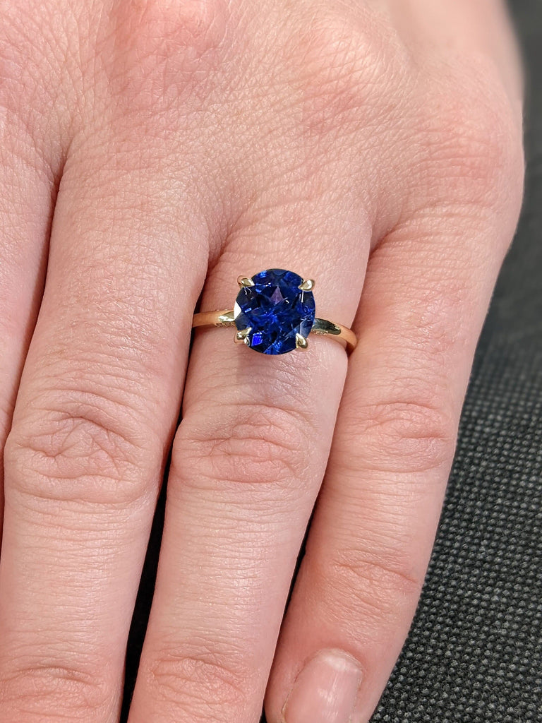 Unique 3ct OvalLab Sapphire Solitaire Diamond Hidden Halo Promise ring 14K Yellow Gold Pave Bridge