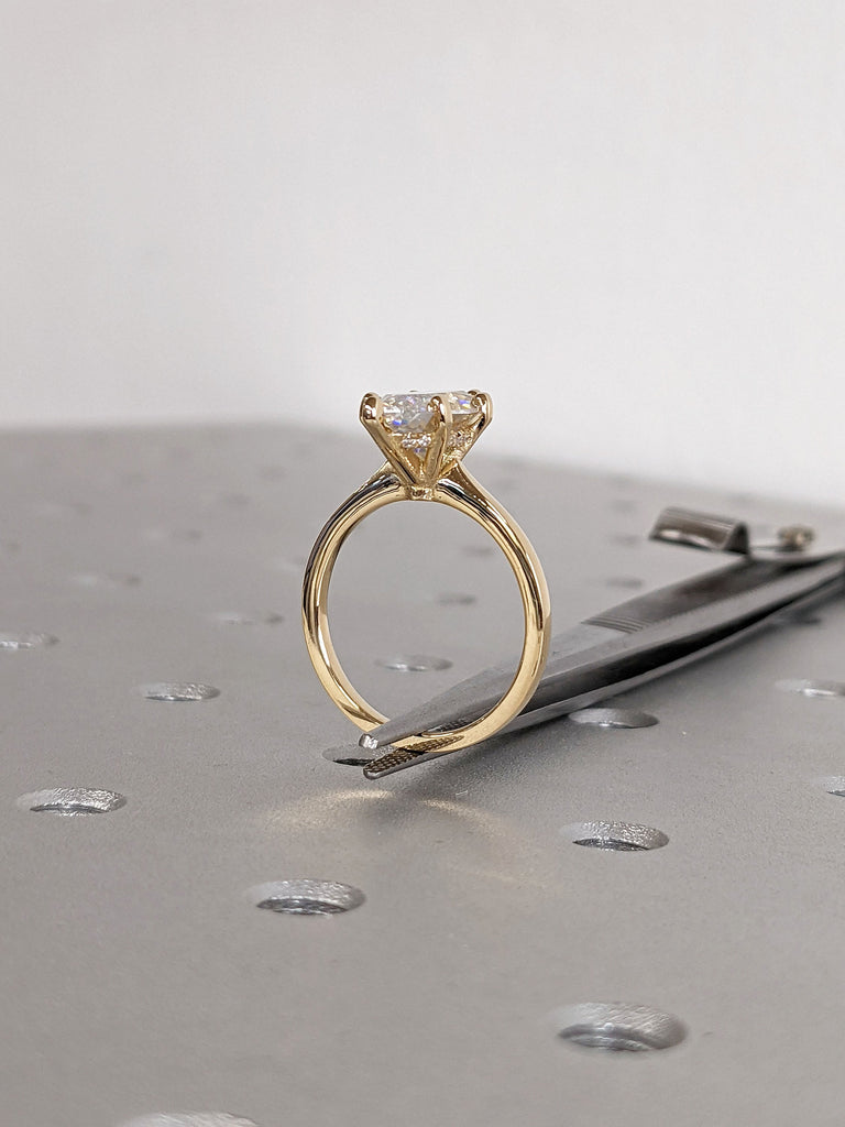 2ct Marquise Lab Diamond Solitaire Wedding Anniversary Ring 18K Yellow Gold Diamond Hidden Halo