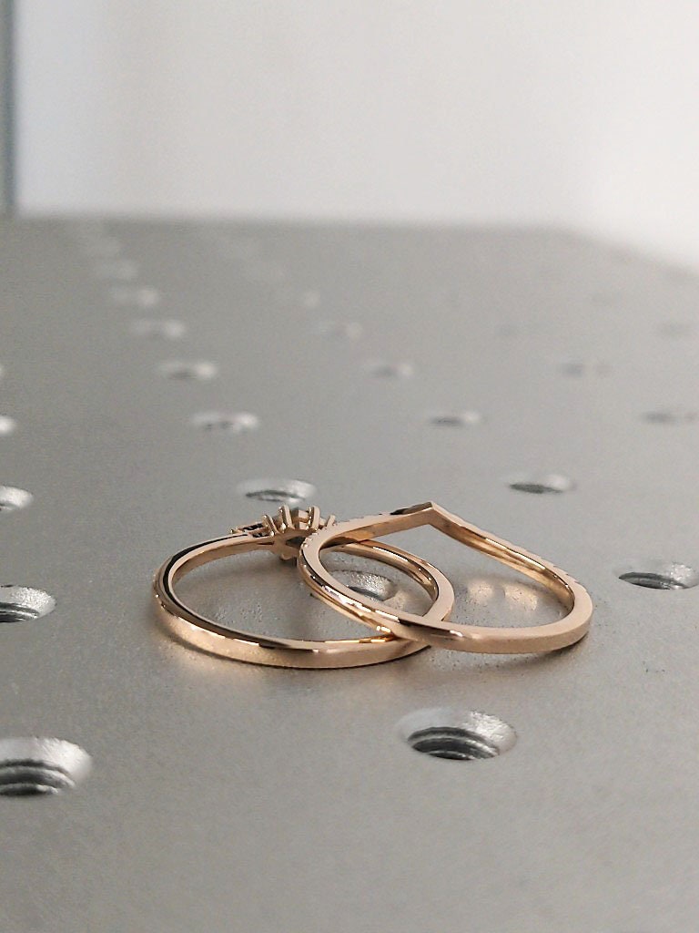 14K Rose Gold Bridal Wedding Engagement Anniversary Ring Set