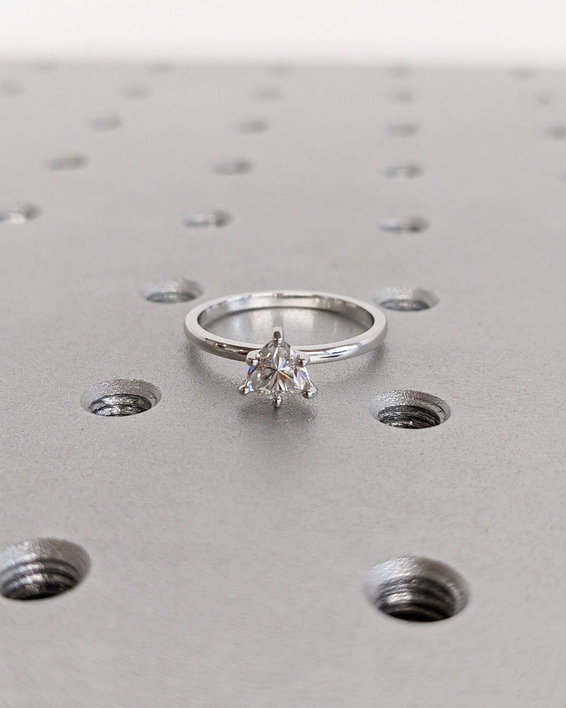Trillion Engagement Ring, Trillion Lab Grown Diamond Solitaire Engagement Ring, Wedding Ring, Anniversary, 14K White Gold, Minimalist Ring