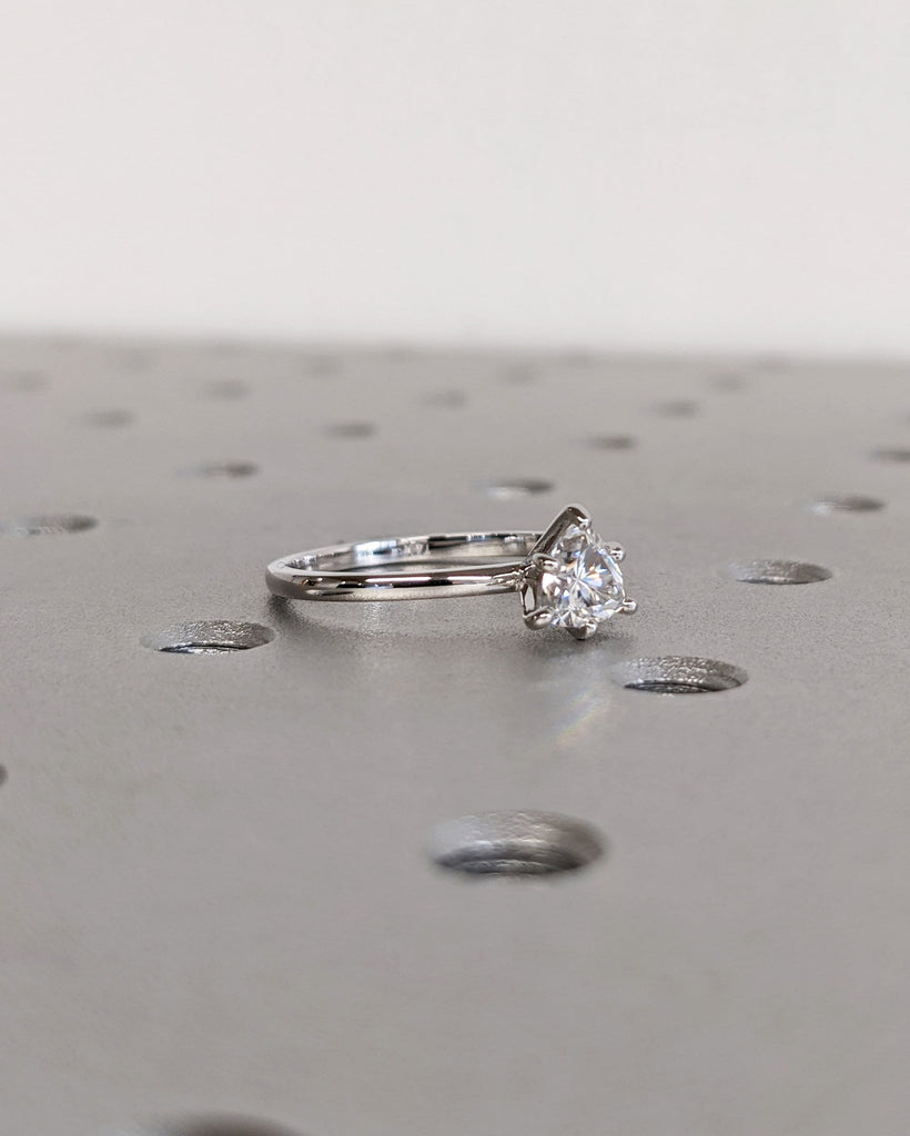 Trillion Engagement Ring, Trillion Moissanite Solitaire Engagement Ring, Wedding Ring, Anniversary Ring 14K Real White Gold, Minimalist Ring