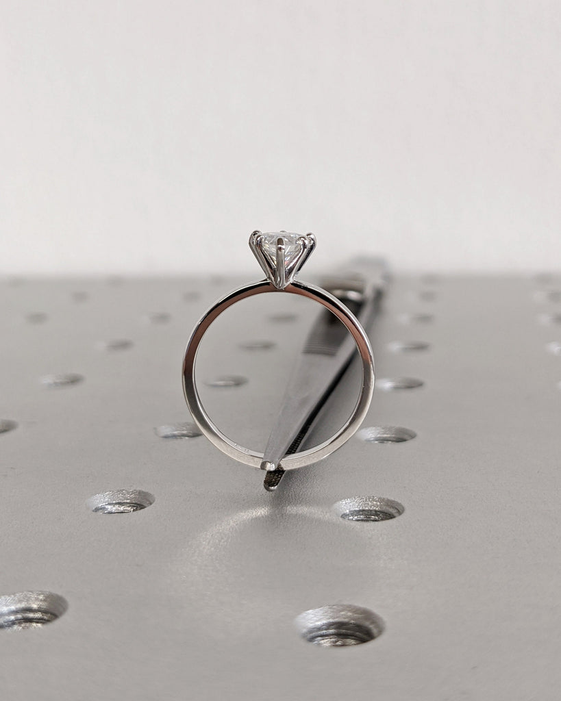 Trillion Engagement Ring, Trillion Lab Grown Diamond Solitaire Engagement Ring, Wedding Ring, Anniversary, 14K White Gold, Minimalist Ring