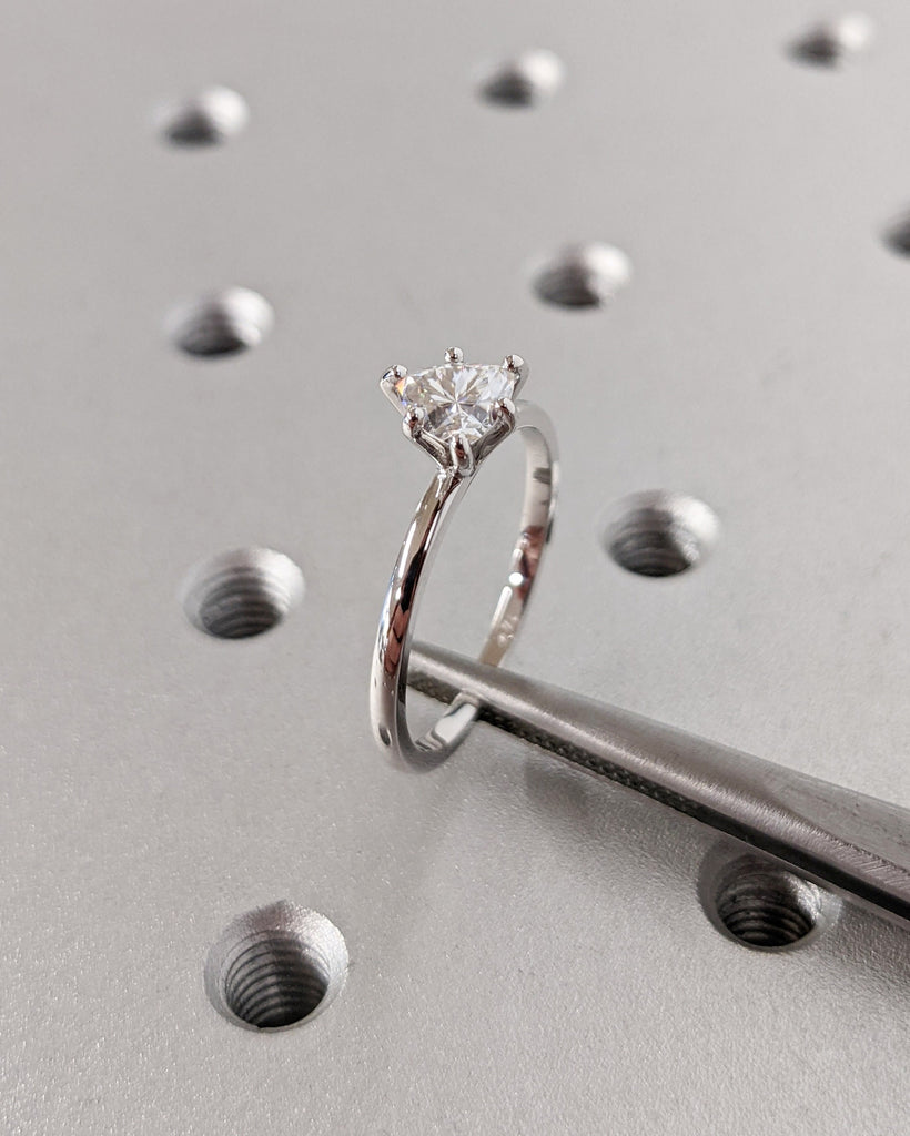 Trillion Engagement Ring, Trillion Moissanite Solitaire Engagement Ring, Wedding Ring, Anniversary Ring 14K Real White Gold, Minimalist Ring