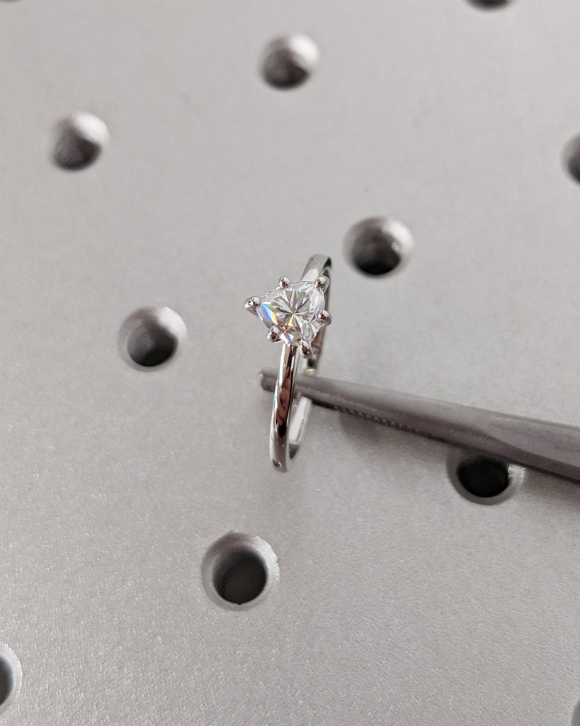 Trillion Engagement Ring, Trillion Moissanite Solitaire Engagement Ring, Wedding Ring, Anniversary Ring 14K Real White Gold, Minimalist Ring