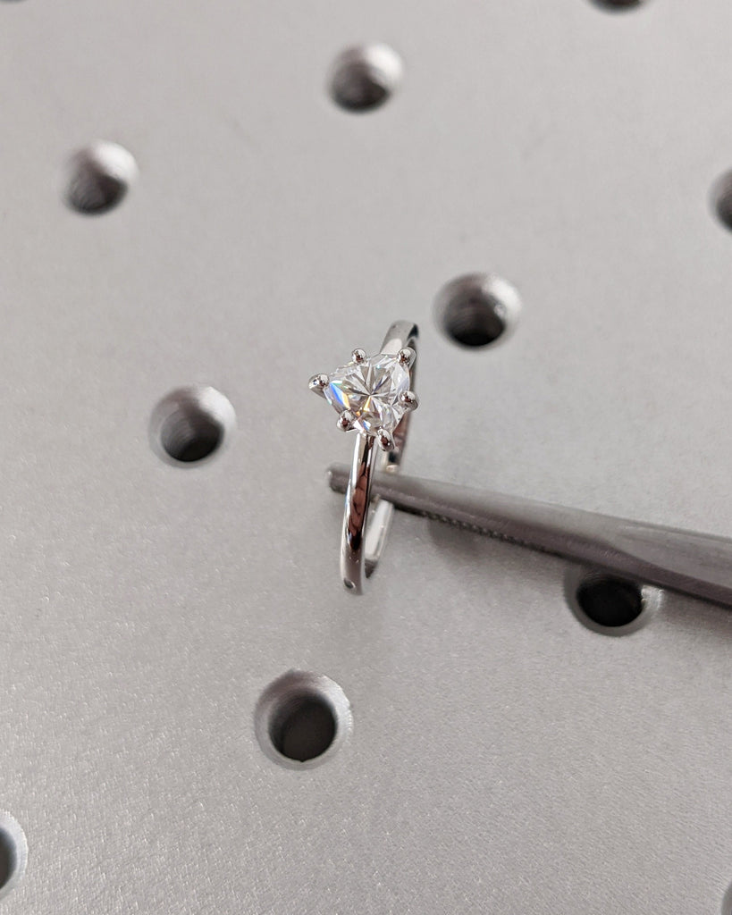 Trillion Engagement Ring, Trillion Lab Grown Diamond Solitaire Engagement Ring, Wedding Ring, Anniversary, 14K White Gold, Minimalist Ring