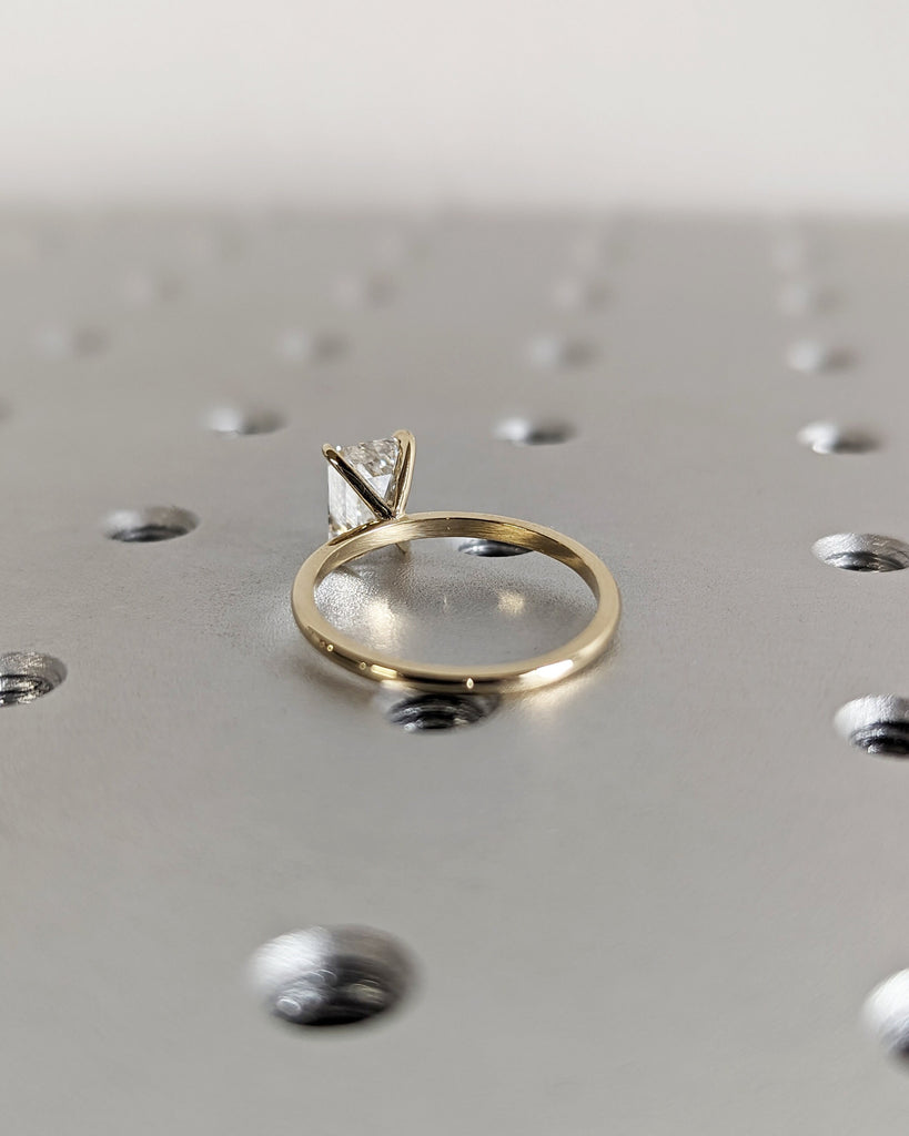 Emerald Cut Solitaire Engagement Ring, Emerald Cut Engagement Ring, Emerald Cut Ring, Solid 14k Gold, Minimalist, Moissanite Engagement Ring