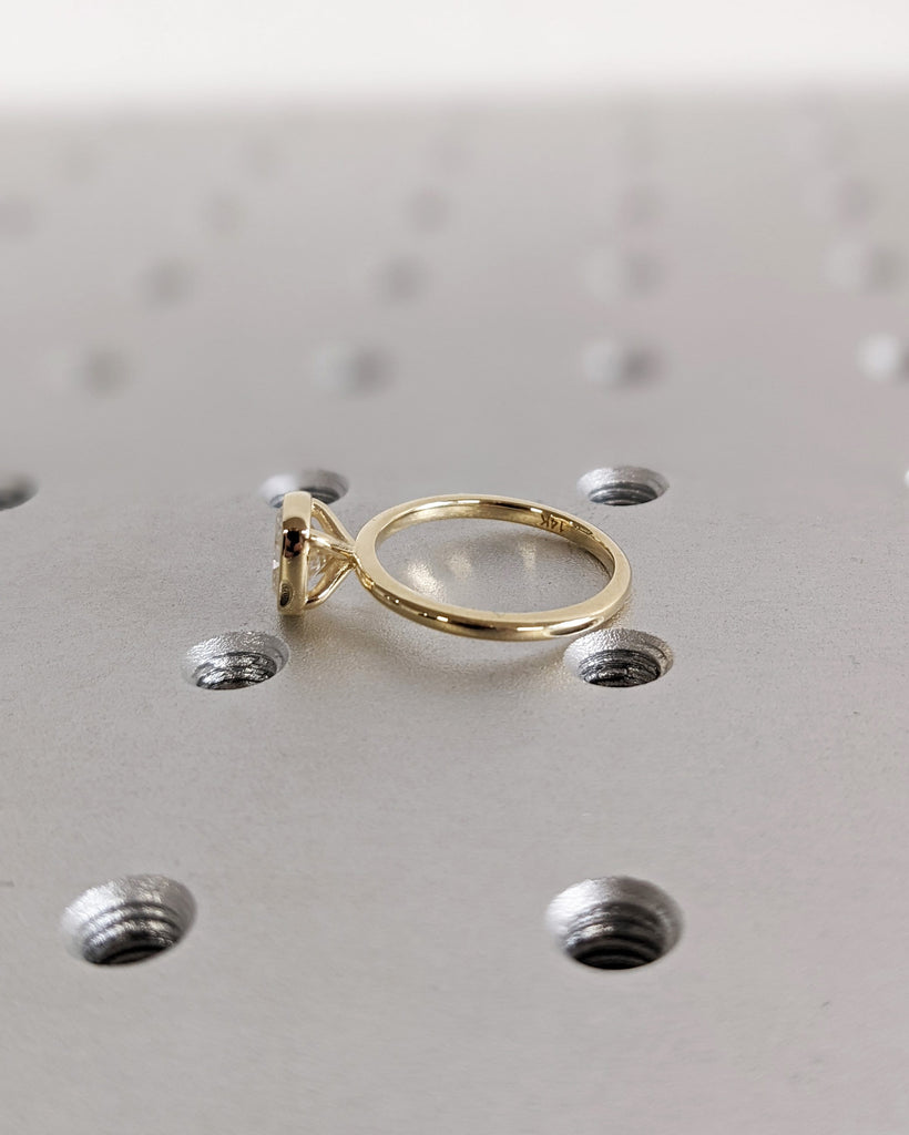 Elongated Cushion Cut Moissanite Solitaire Ring, 14K Yellow Gold Engagement Ring, Bezel Setting, Statement Ring, Gift For Her, Bridal Set