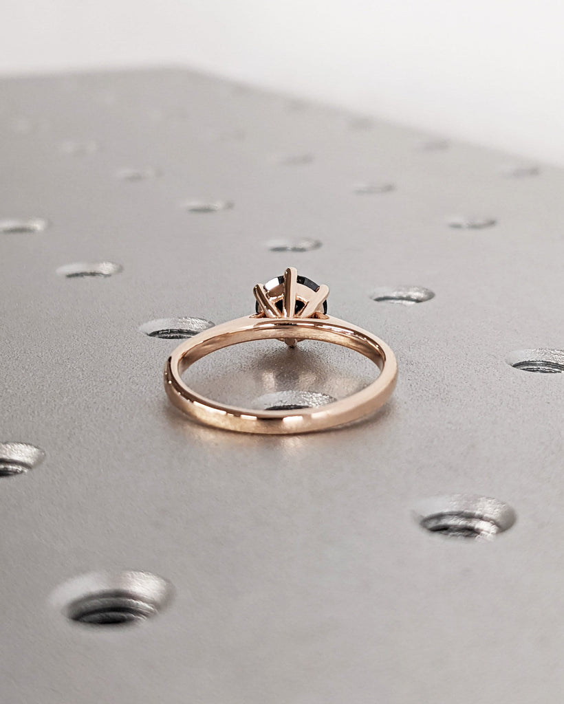 Rose Gold Salt and Pepper Diamond Solitaire Ring, Engagement Ring, Promise Ring, Wedding Ring, Bridal Ring, Statement Ring, Gold Ring, Gift