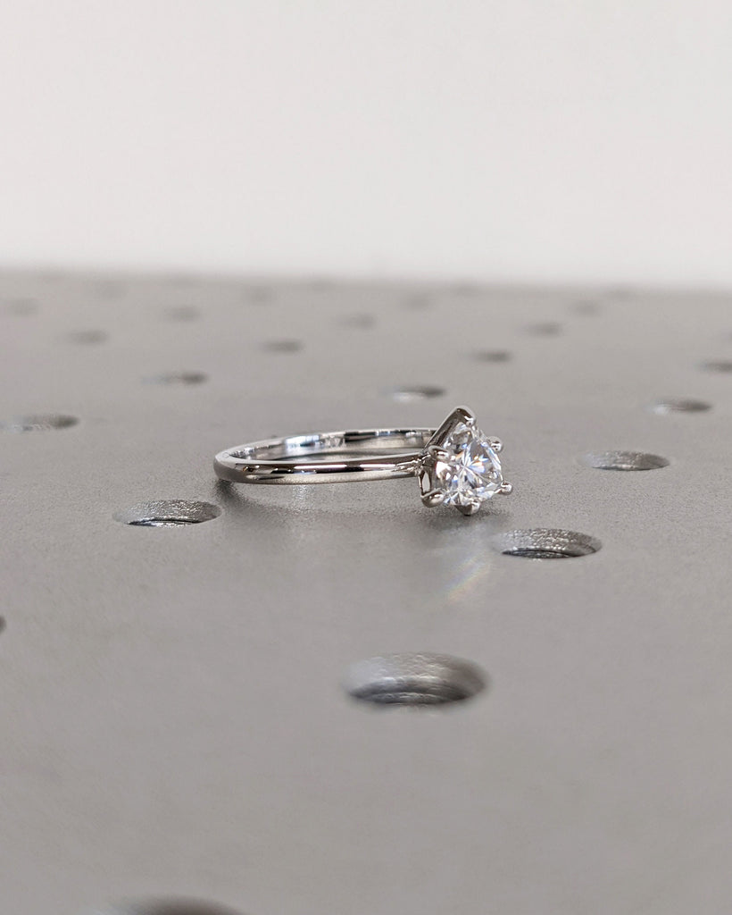 Trillion Engagement Ring, Trillion Lab Grown Diamond Solitaire Engagement Ring, Wedding Ring, Anniversary, 14K White Gold, Minimalist Ring