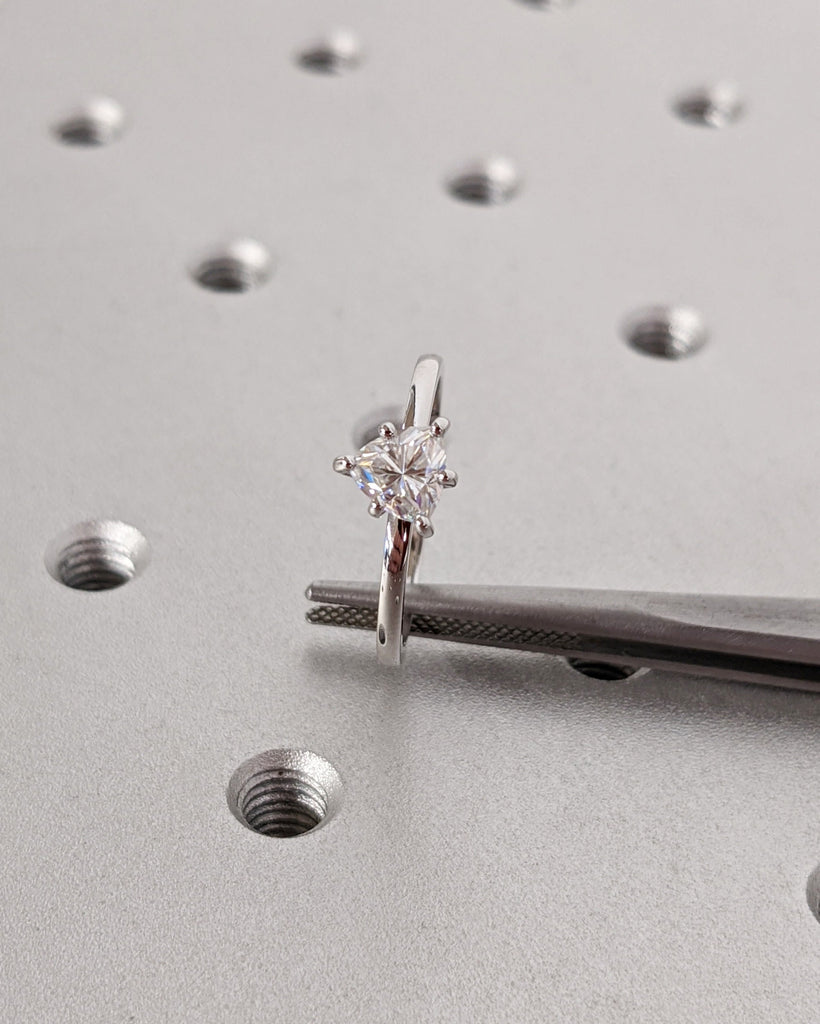 Trillion Engagement Ring, Trillion Lab Grown Diamond Solitaire Engagement Ring, Wedding Ring, Anniversary, 14K White Gold, Minimalist Ring