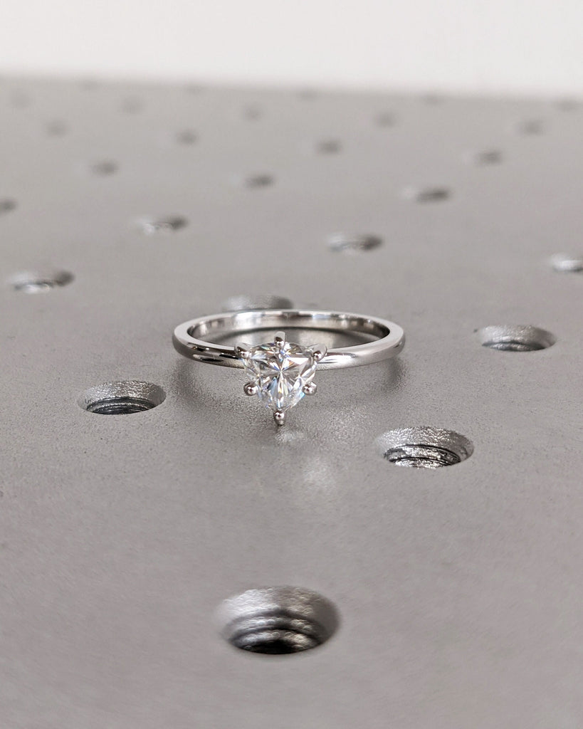 Trillion Engagement Ring, Trillion Moissanite Solitaire Engagement Ring, Wedding Ring, Anniversary Ring 14K Real White Gold, Minimalist Ring