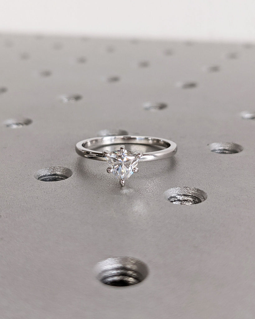 Trillion Engagement Ring, Trillion Lab Grown Diamond Solitaire Engagement Ring, Wedding Ring, Anniversary, 14K White Gold, Minimalist Ring