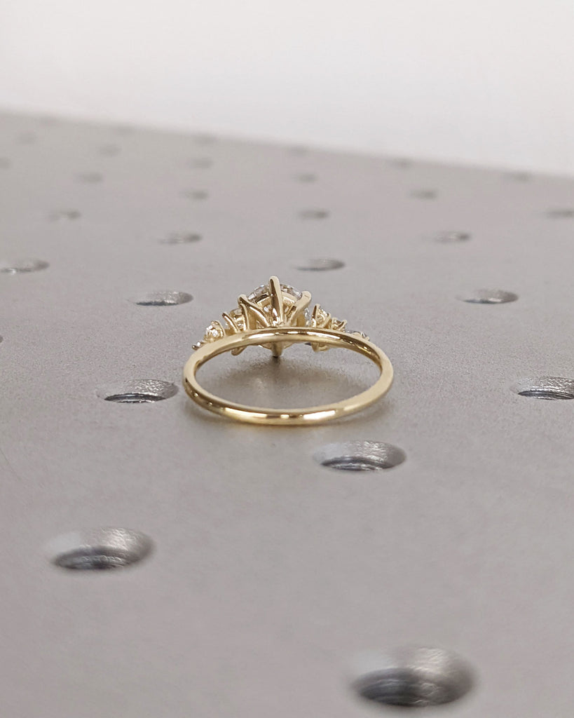 Round Cut Lab Diamond Ring Vintage Diamond Engagement Ring White Gold Unique Snowdrift 6 Prongs Engagement Ring Diamond Wedding Art Deco