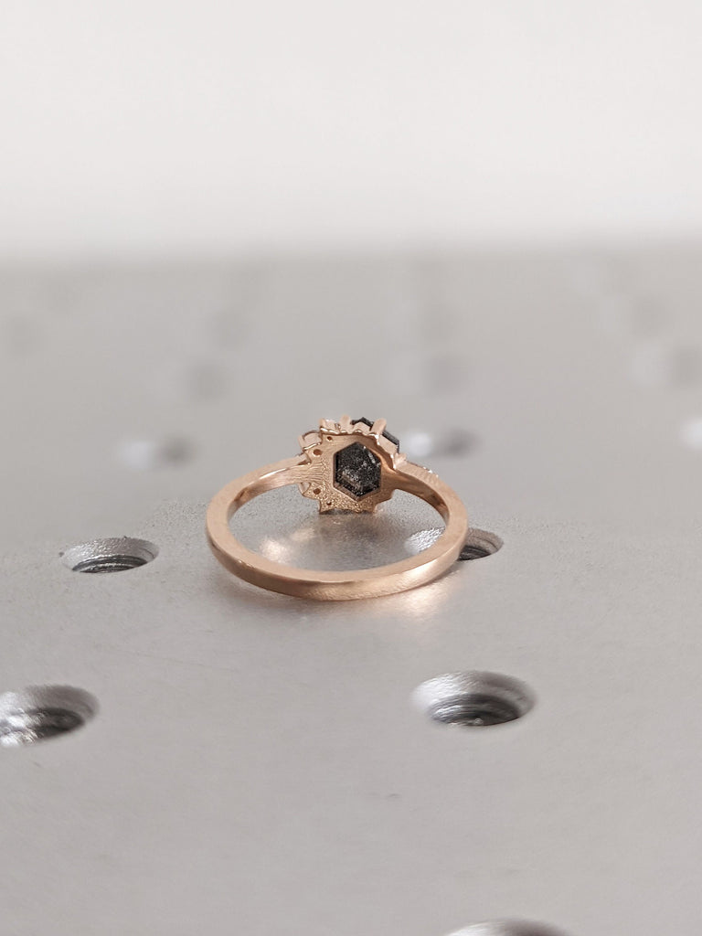 14K 18K Rose Gold Diamond Cluster Promise Ring for Her