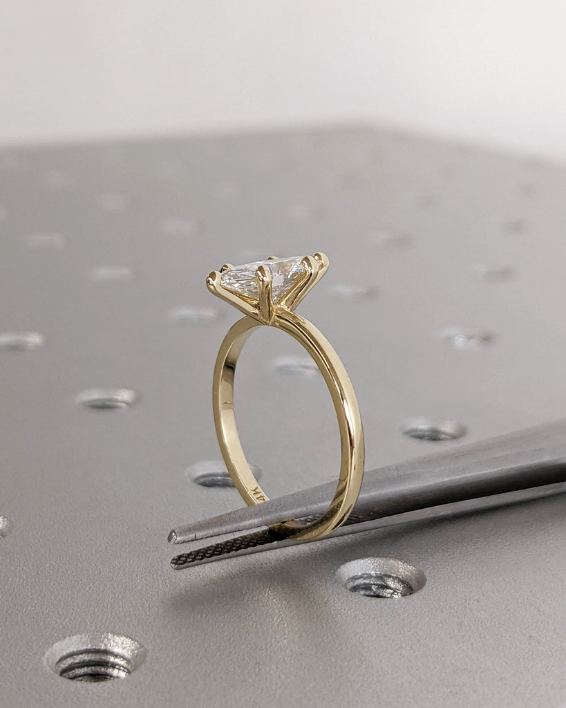 Colorless Moissanite Marquise Engagement Ring, Marquise Moissanite Solitaire Engagement Ring, Wedding Ring, Anniversary Ring, 14K Solid Gold