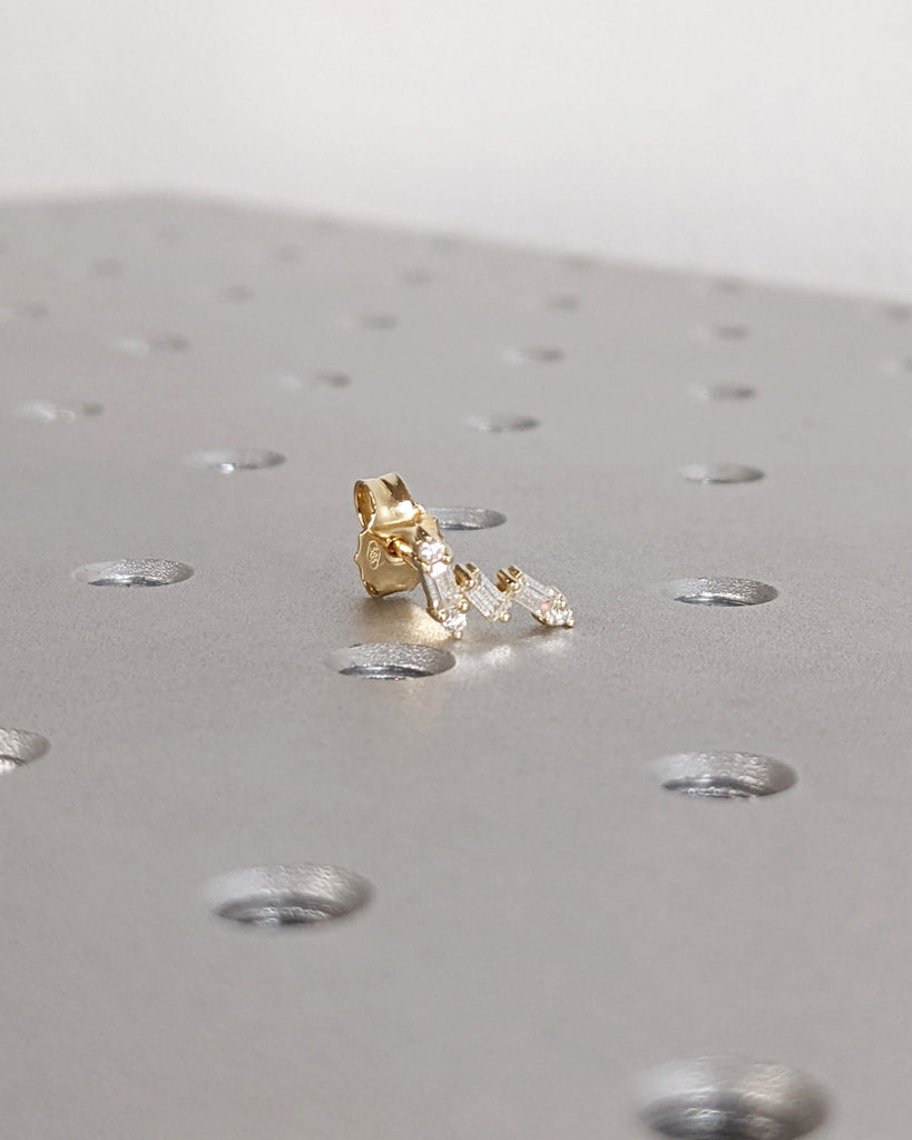 Fancy cut Moissanite Clusters Statement Studs Earrings | 14K 18K Solid Gold Single or Set Earrings | Asymmetrical Jewelry | Gift for Her
