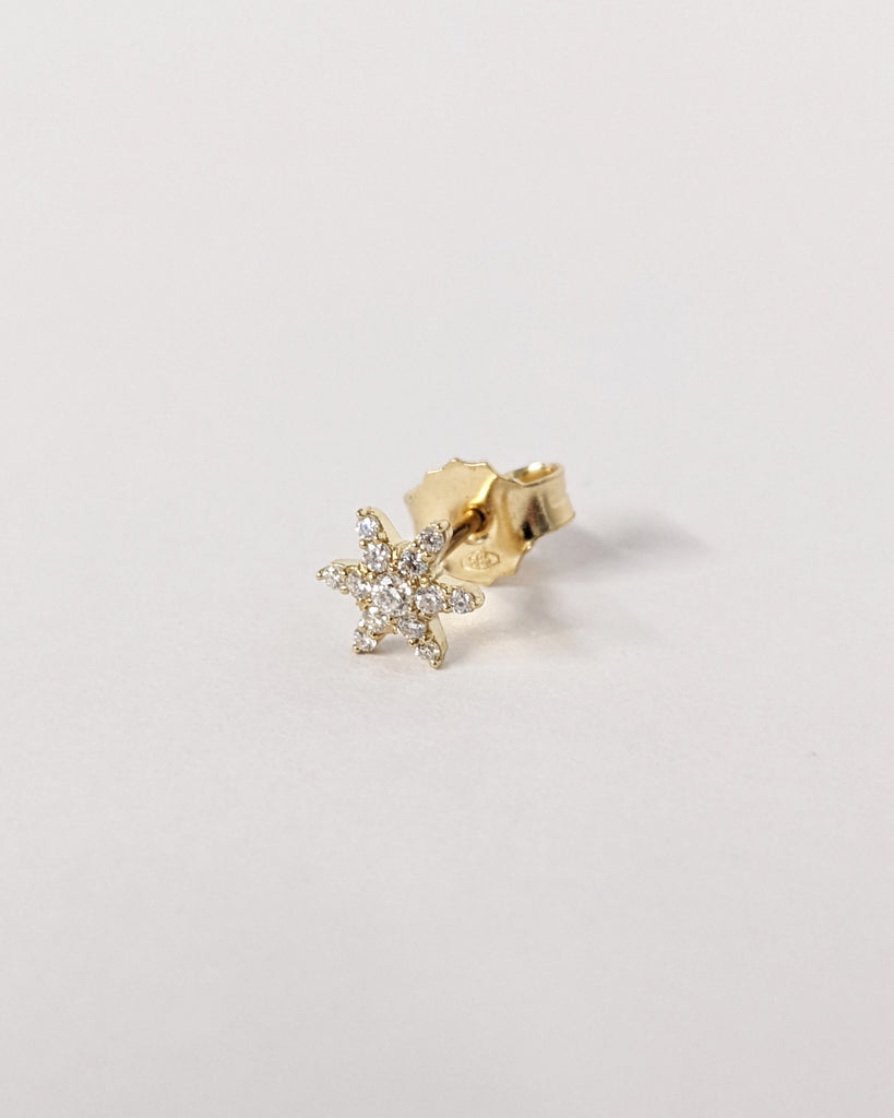 Sunburst Stud Earrings, 14K Gold Diamond Cluster Earrings, Tiny Sparkle Diamond Earrings, Single or Pair Studs, Minimalist Anniversary Gift