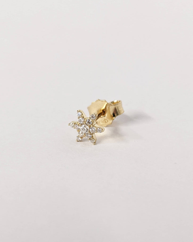 Sunburst Stud Earrings, 14K Gold Diamond Cluster Earrings, Tiny Sparkle Diamond Earrings, Single or Pair Studs, Minimalist Anniversary Gift