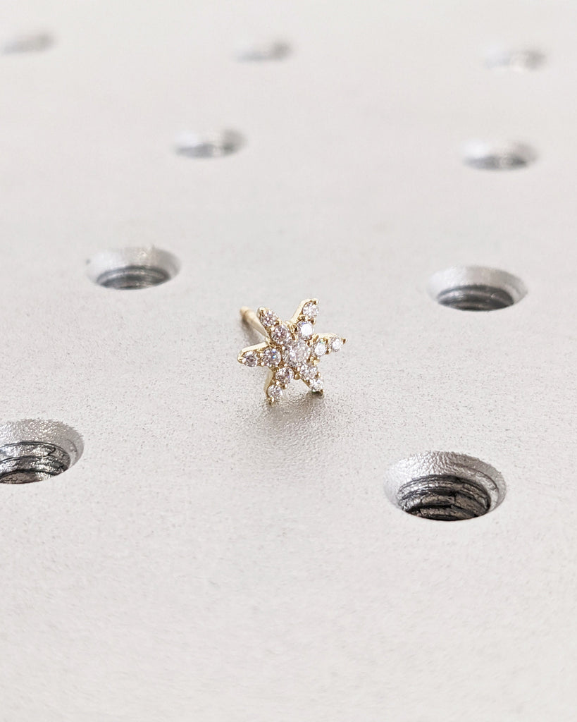 Sunburst Stud Earrings, 14K Gold Diamond Cluster Earrings, Tiny Sparkle Diamond Earrings, Single or Pair Studs, Minimalist Anniversary Gift