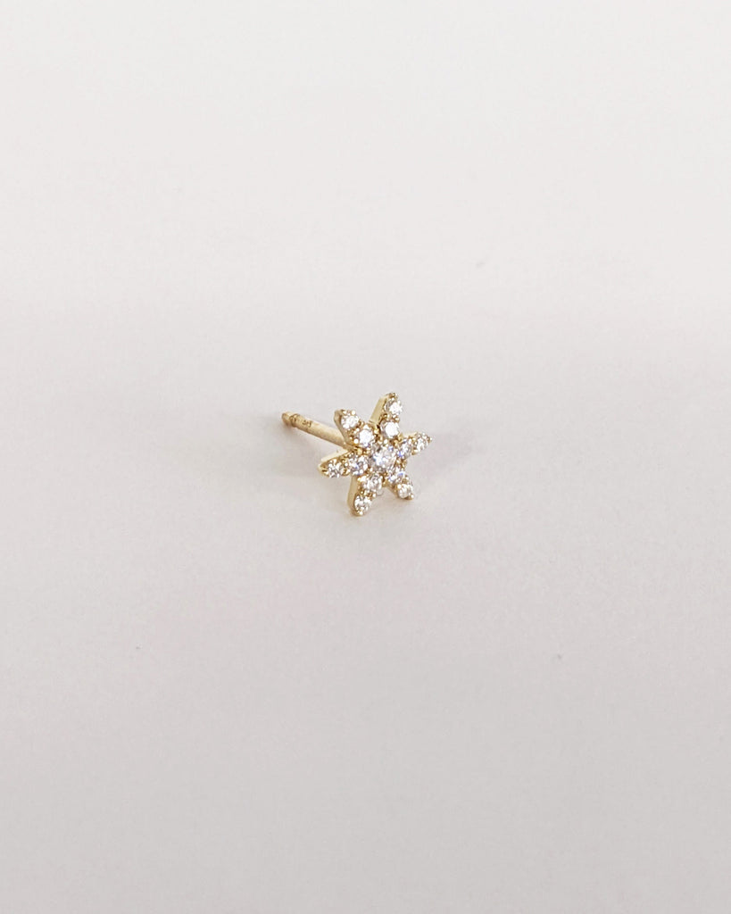 Sunburst Stud Earrings, 14K Gold Diamond Cluster Earrings, Tiny Sparkle Diamond Earrings, Single or Pair Studs, Minimalist Anniversary Gift