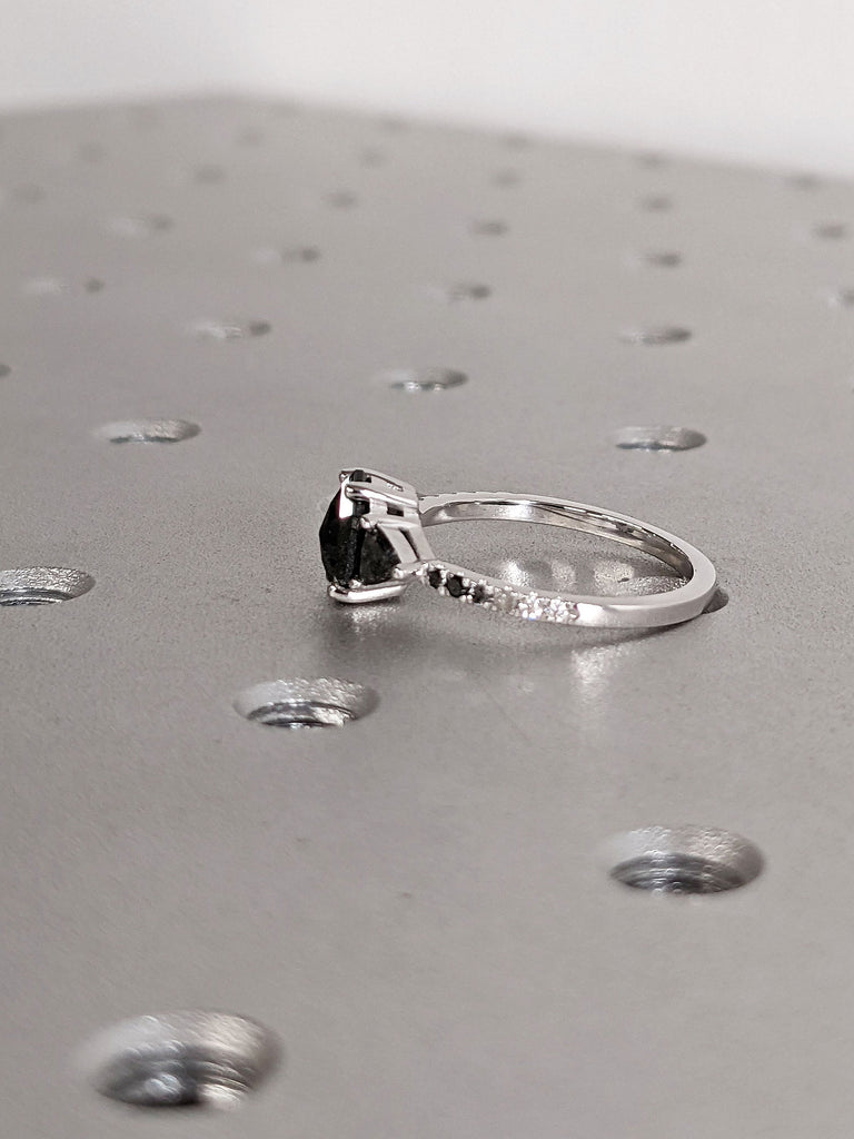 Trillion Triangle cut Salt and Pepper Diamond Ombre Band Wedding Anniversary Ring