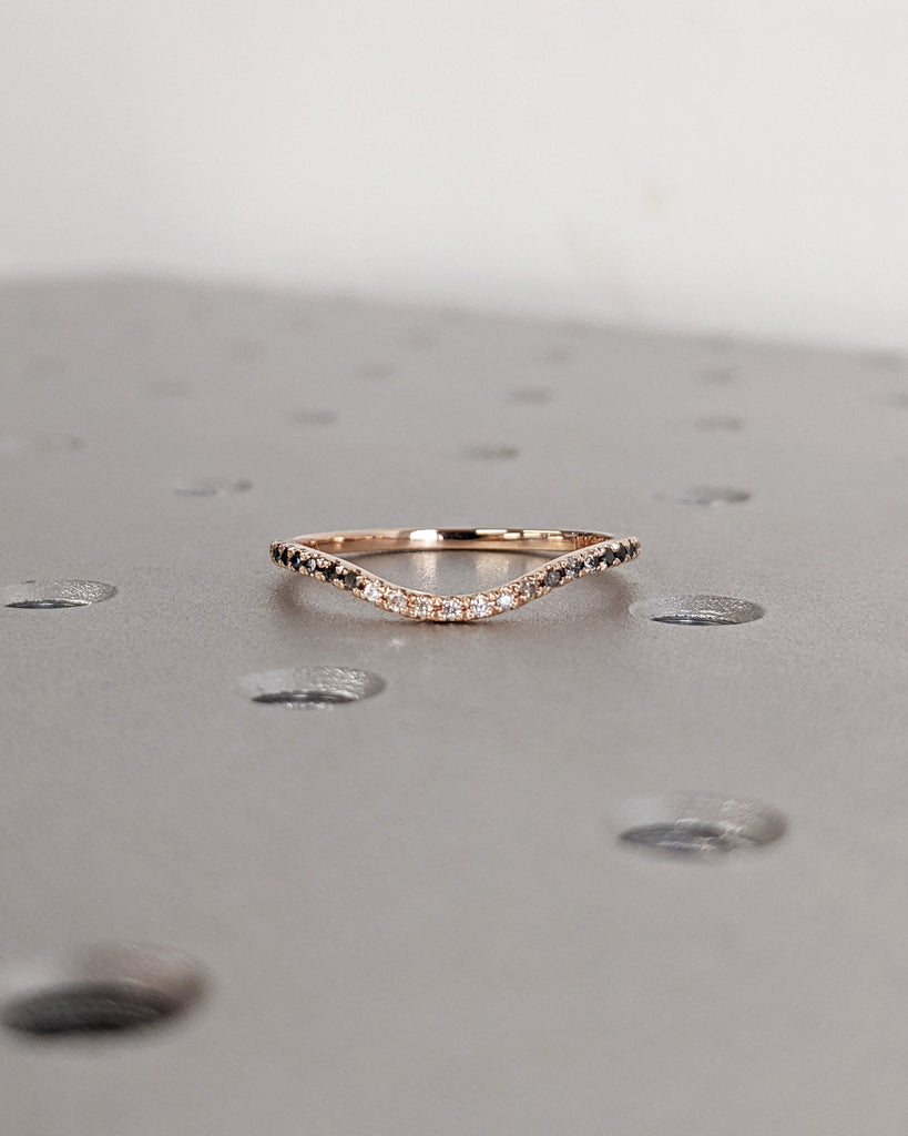 Ombre Diamond Eternity Ring / 14k Gold Half Eternity Diamond Ring / Half Around Diamond Wedding Band / Stackable Ring / Curved Ring Guard