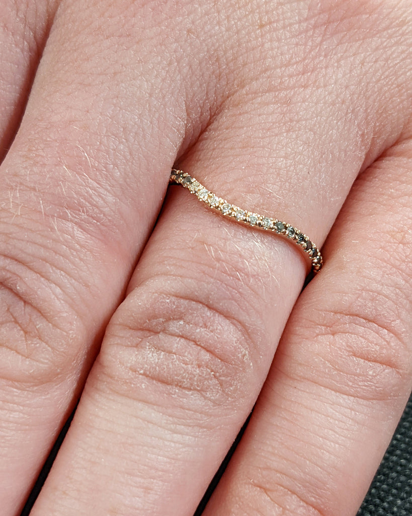 Ombre Diamond Eternity Ring / 14k Gold Half Eternity Diamond Ring / Half Around Diamond Wedding Band / Stackable Ring / Curved Ring Guard