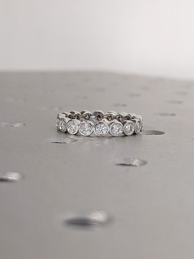 White Gold Platinum Round cut Lab Cultured Diamond Women Eternity Ring