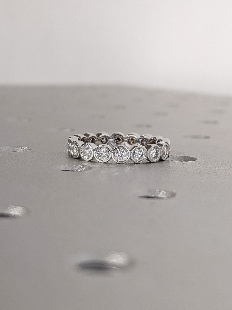 White Gold Platinum Round cut Lab Cultured Diamond Women Eternity Ring