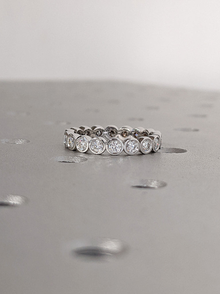 White Gold Platinum Round cut Moissanite Diamond Women Eternity Ring