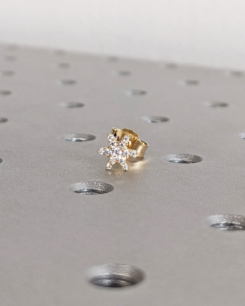 Sunburst Stud Earrings, 14K Gold Diamond Cluster Earrings, Tiny Sparkle Diamond Earrings, Single or Pair Studs, Minimalist Anniversary Gift