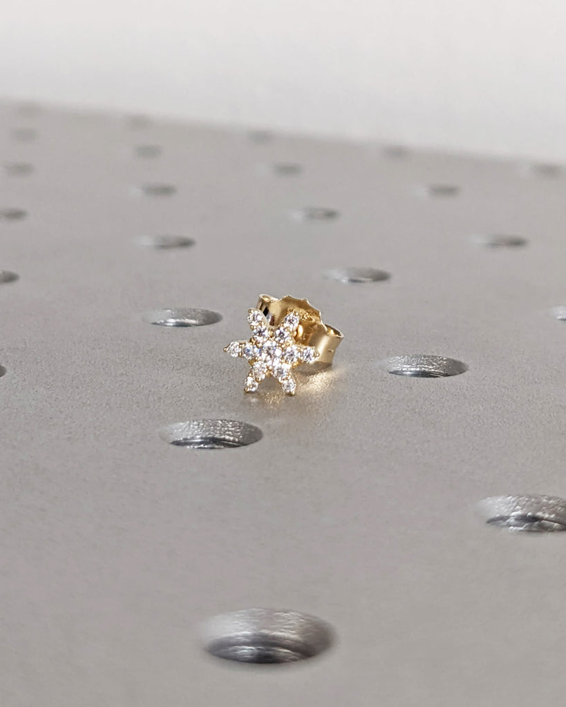 Sunburst Stud Earrings, 14K Gold Diamond Cluster Earrings, Tiny Sparkle Diamond Earrings, Single or Pair Studs, Minimalist Anniversary Gift