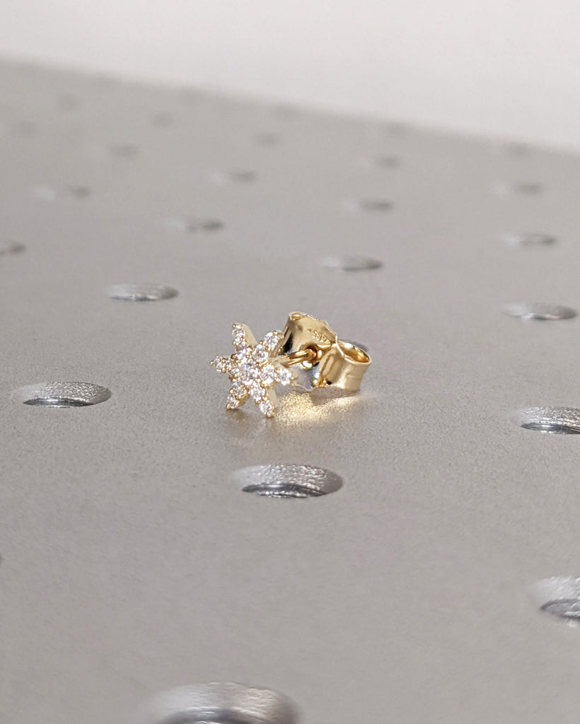 Nature Inspired Lab Grown Diamond Cluster Yellow Gold Women Earrings | Multi Stone Floral Studs Earrings | Unique Statement Jewelry for Her