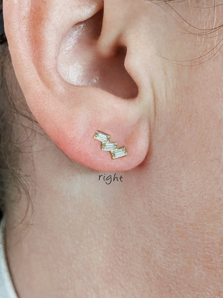 Dainty Single or Half Pair Stud Earring Collection • 14K 18K Solid Gold Stud Earrings • Nature Inspired Diamond Cluster Minimalist Piercings