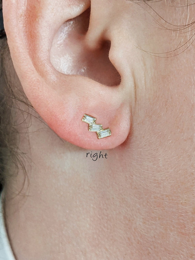 Single (1pc) or Half Pair Everyday Stud Earrings Collection / 14K 18K Solid Gold Platinum Dainty Studs / Natural Diamond Cluster Minimalist