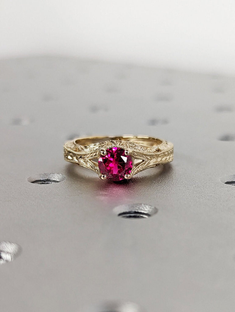 Lab Cultured Red Ruby Women Promise Ring Wedding Jewelry