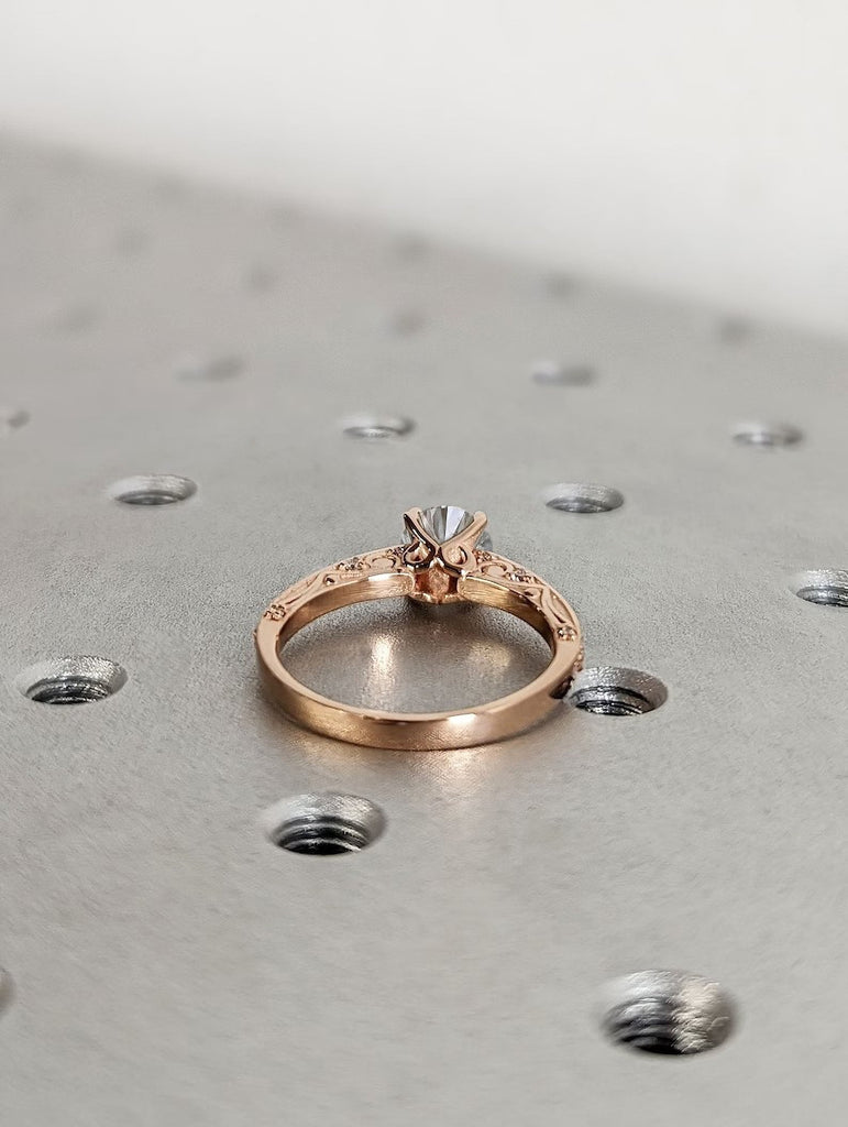 Antique Rose Gold Wedding Ring Hidden Diamond