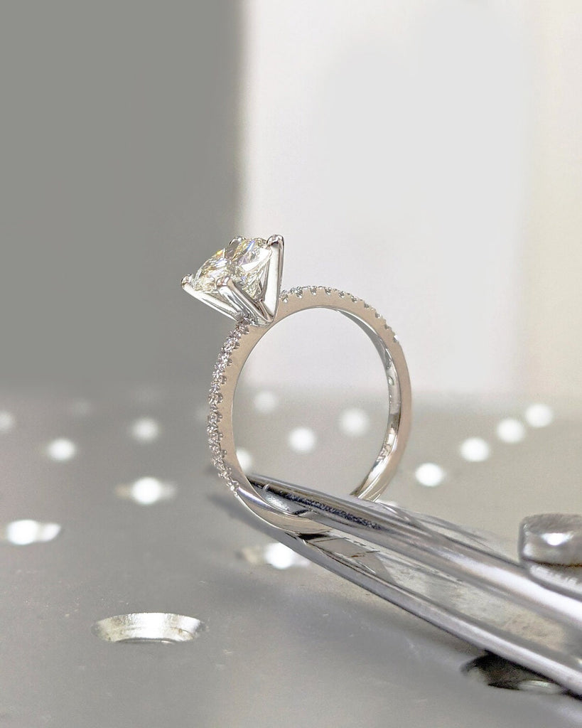 14K Solid Gold Engagement Ring / Round Lab Grown Diamond Wedding Ring / Diamond Engagement Ring / Stack Ring / Promise Ring / Art Deco Ring