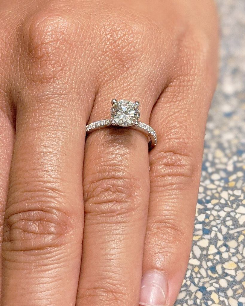 14K Solid Gold Engagement Ring / Round Lab Grown Diamond Wedding Ring / Diamond Engagement Ring / Stack Ring / Promise Ring / Art Deco Ring