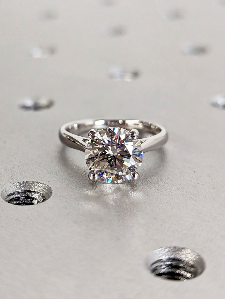 Round Lab Grown Diamond Solitaire Ring, 0.5 to 2.25CT Lab Diamond Engagement Ring, 4 Prong Set Round Diamond Wedding Ring, Anniversary Gift